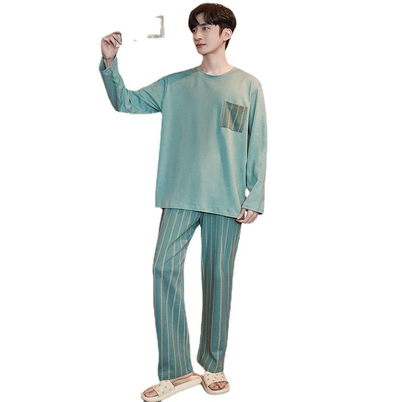 Herrepyjamas Pure Cotton Langærmet Homewear Suit