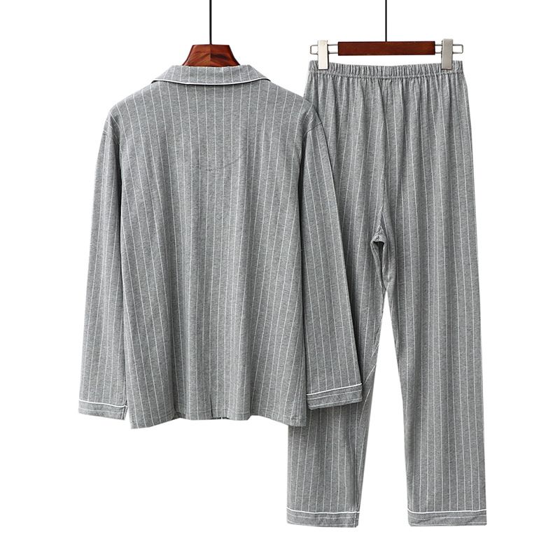 Mænds Pyjamas Langærmet Sæt Revers Cardigan Løs Afslappet